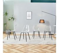 SmartEdge Lot de 4 chaises de salle à manger transparentes modernes avec pieds en métal, en plastique, faciles d'entretien, stables jusqu'à 120 kg, design pour salon et salle à manger, noir
