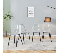 SmartEdge Lot de 8 chaises de salle à manger transparentes modernes avec pieds en métal, en plastique, faciles d'entretien, stables jusqu'à 120 kg, design pour salon et salle à manger, noir