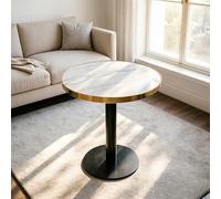 SmartEdge Table d'appoint ronde avec aspect marbre, table basse en acier inoxydable et revêtement UV, petite table moderne de 60 cm de diamètre, table de canapé stable pour salon, chambre à coucher