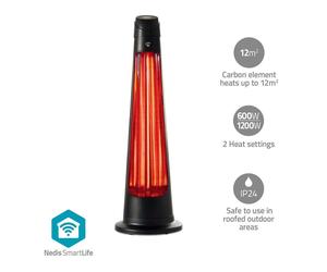 SmartLife Chauffe-patios | Wi-Fi | 1200 W | 2 Réglages de Chaleur | Oscillation | Protection contre les chutes | IP24 | Noir