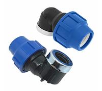 SmartProduct Raccord Coudé MDPE PP à 90 degrés 25mm x 1/2" femelle pour tuyau d’eau PE de compression - Raccords de plomberie coudés PN16 de 25 mm - connecteur pour tuyaux PE80 et PE100-2 pièces