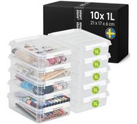 SmartStore - 10x Boîte de Rangement Plastique avec Couvercle Classic 1L (21x17x6cm) | Empilable et de Qualité Alimentaire | Boîte Plastique avec Couvercle & Coins Renforcés | Garantie 10 Ans