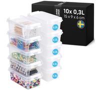 SmartStore - 10x Petite Boîte de Rangement Plastique avec Couvercle 0,3L (15x9x6cm) | Empilable et de Qualité Alimentaire | Boîte Plastique avec Couvercle & Coins Renforcés | Garantie 10 Ans
