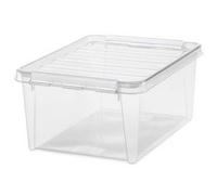 Boîte de rangement transparente 14 litres avec couvercle - Clips Blancs