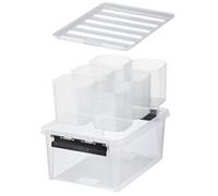 Boîte de rangement 14 litres avec 6 casiers séparés - Clips Noirs