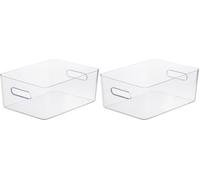 SmartStore Boîte de Rangement Grande Taille | Compact L | Plastique Scandinave | Empilable | Transparent (Lot de 2)