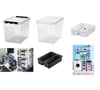 Boîte de rangement haute 25 litres avec couvercle - Clips Blancs