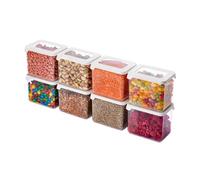 SmartStore Boites de rangement Cuisine avec couvercle 0,8L- Lot de 8 - plastique, compatible lave-vaisselle - Boîte de rangement cuisine empilable - 12,5x9x 10cm