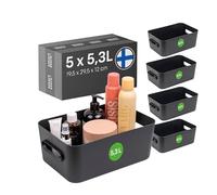 SmartStore Panier de Rangement 5× 5.3 L | Petite boite de rangement pour étagères, salle de bain, bureau | Rangement Multiusage en plastique recy vec Garantie de 10 ans | Bleu L29.5 ×W19.5 ×H12 cm