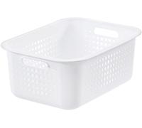 SmartStore Panier de Rangement en Plastique Recyclé - Bac Sans Couvercle - Blanc - Emboîtable et Empilable - Garantie 10 ans - L 37 x l 28 x H 15 cm - 10L
