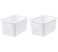 SmartStore Panier de Rangement en Plastique Recy ac Sans Couvercle - Blanc - Emboîtable et Empilable - Garantie 10 ans - L 37 x l 28 x H 20 cm - 13L (Lot de 2)