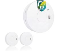 Smartwares Détecteur de Fumée, Capteur 10 Ans, Pile Remplaçable 5 Ans | Lot 2 unités, Alarme 85 dB, Bouton test, Fonction silence, Vis et chevilles incluses, FSM-11752