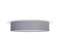 Smartwares Plafonnier rond intemporel avec lumière LED - Abat-jour en tissu gris Ø 50 cm et couvercle satiné pour un éclairage sans éblouissement