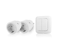 Smartwares SH4-99575 Kit d'interrupteurs de prise d'intérieur avec double interrupteur - Plug & Connect, 2 prises intelligentes, double interrupteur sans fil, fréquence 433,92 MHz, portée sans fil 30