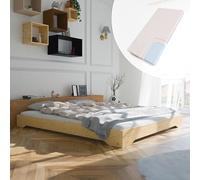 smartwood Lit 160x180 avec Matelas & Sommier, en Bois, TILA 7 | Cadre de lit double en contreplaqué de pin FSC, charge jusqu'à 300 kg, montage facile, bords arrondis, style scandinave