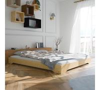 smartwood Lit 160x200 avec Sommier, en Bois de Pin, TILA 7 | Cadre de lit double en contreplaqué de pin FSC, charge jusqu'à 300 kg, montage facile, bords arrondis, style scandinave
