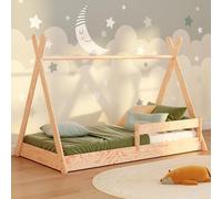 smartwood Lit Cabane Enfants 80x160 cm avec Sommier, en Bois, TIPI F