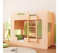 smartwood Lit Superposé 100x200 cm avec Barriere, en Pin, Mimi B | Pour 2 enfants, charge max du sommier : bas 230 kg, haut 130 kg, contreplaqué de pin certifié FSC, bords arrondis, dès 3 ans