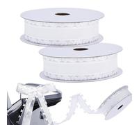 Smavles 2 Rouleaux Ruban 25mm x 18m Ruban Satin pour Décoration de Voiture,Mariage,Décoration de Table pour Faire des n uds d'antenne de Voiture,Décoration de Voiture, Blanc (Blanc)