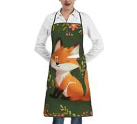 SMAZDFXX Tablier de cuisine réglable avec poche, imprimé animal, renard et fleur, unisexe, 52,1 x 71,1 cm