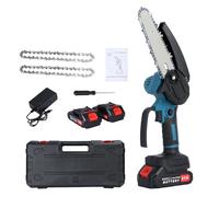 Smbcgdm Mini tronçonneuse sans fil de 6 pouces, électrique avec 2 batteries, scie à chaîne verrouillage sécurité, petite portative pour la taille des arbres, coupe du UE
