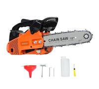 Smbcgdm Tronçonneuse à essence 25,4 cc, scie chaîne portative 2 temps, petite chaîne, bûches haute puissance, de jardin gaz Orange
