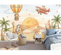 SMBHIAON 3D Papier Peint Désert Lion Girafe Papier Peint Panoramique Pour Salon Chambre Salon Mural Fresque Poster Xxl Paysages Désert AnimalFond Décoration Murale 250×175 CM