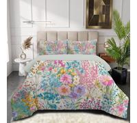 SMBHIAON Couette 140x200cm Cosmos Rose Lilas Edredon Plantes Fleurs Couette pour 1 Personnes, Douce Lavable Couettes 4 Saisons avec Taie d'oreiller 65X65Cm, Couettes sans Housse Rose