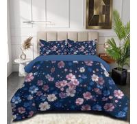 SMBHIAON Couette 4 Saisons Cosmos Rose Clair Couette Plantes Fleurs Édredon Respirante et Super Douce 1 Personnes avec 1 Taie d'oreiller 65x65,140x200cm, Rose
