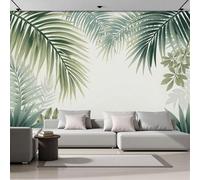 SMBHIAON Papier Peint Panoramique Feuilles De Plantes Tropicales 3D Soie, 200×140 Cm Papier Peint Feuilles De Palmier Vertes - Grandes Murales Poster Pour Salon, Étude Décoration,Vert Olive
