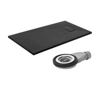 Receveur de douche 120x70cm noir avec garniture de vidange en smc extra plat résistant hauteur 30mm bac rectangulaire pour salle de bain surface