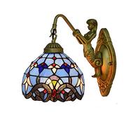 SMCCYYSD Applique Murale à 1 lumière, Style Lanterne, Lampe Industrielle avec vitrail, Style Vintage, pour Commode, bibliothèque, Salon - à (L)