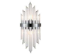 SMCCYYSD Applique Murale Moderne et Chic en Prisme de Cristal, luminaire Arrondi en métal, Lampe de Chevet de Luxe Style Milieu du siècle, Lanterne LED décorative contemporaine E14 (Titane)