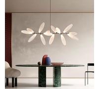 SMCCYYSD Lustre Moderne, Lustre LED pour escalier, Suspension Ovale en Verre, Lampe Suspendue pour îlot de Cuisine, plafonnier pour Salon (L120cm-10, Argent Mat)