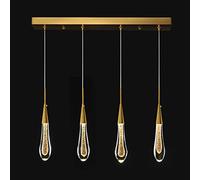 SMCCYYSD Plafonnier de Cuisine Moderne et réglable à LED - Suspension Mini Goutte d'eau dorée avec Cristal pour îlot, Chambre, Couloir, entrée (4 lumières)
