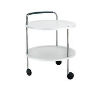 SMD Design Chariot de service Trolley Round blanc. structure chromée
