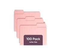 Smead,12643, lot de 100 chemises colorées, avec onglet 1/3 découpe, format lettre, rose