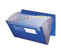 Smead Classeur extensible en polyester, 12 poches, rabat et cordon de fermeture, format lettre, bleu (70876)