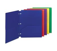 Smead Lot de 10 dossiers à deux poches en polyéthylène à clipser, format lettre, couleurs assorties, 87939