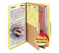 Smead Pressboard 19084 Lot de 10 classeurs de classement avec intercalaires et fermetures SafeSHIELD®, 2 intercalaires, extension de 5,1 cm, taille légale, jaune, 10 par boîte