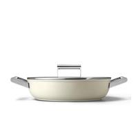 SMEG Sauteuse DPF2812CRM – Aluminium, revêtement céramique 28 cm avec couvercle, crème mat