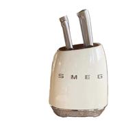SMEG 7-Pieces Cuisine Vintage Bloc Couteau Set Acier Inoxydable - Beige