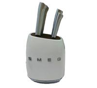 SMEG 7-Pieces Cuisine Vintage Bloc Couteau Set Acier Inoxydable - Ivory White