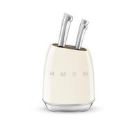 Smeg Bloc de couteaux KBSF02CR – 6 couteaux lames multi-usages en acier inoxydable, Crème brillant