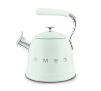 Smeg, Bouilloire Sifflante WKF01PG, en Acier Inoxydable, Capacité 2,3 L, Couvercle Amovible et Bec Doseur, Compatible avec Induction, Vert d'Eau