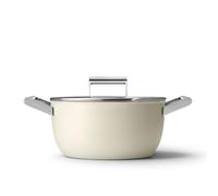 Smeg Cocotte en céramique avec poignée en acier inoxydable Crème mat 24 cm CSF2412CRM