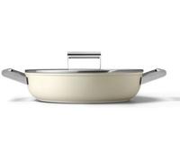 SMEG Sauteuse DPF2812CRM – Aluminium, revêtement céramique 28 cm avec couvercle, crème mat