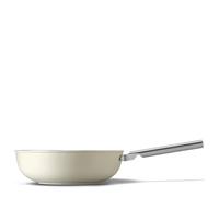 Smeg, Wok Anti-adhésif WOF3002CRM, diamètre 30 cm, revêtement céramique sans PFAS, poignée ergonomique en acier inoxydable, pour tous les plans de cuisson, jusqu'à 250° au four, capacité 6,6 L, crème