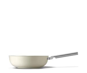 Smeg, Wok Anti-adhésif WOF3002CRM, diamètre 30 cm, revêtement céramique sans PFAS, poignée ergonomique en acier inoxydable, pour tous les plans de cuisson, jusqu'à 250° au four, capacité 6,6 L, crème