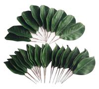 SMELEYOU Fausses Feuilles Fausses Feuilles de Magnolia Fautes Choix de Feuilles à Une Seule Feuille pour Les couronnes de Magnolia Faux Green Feuilles bâtons DIY Decoration de Mariage Pack de 30